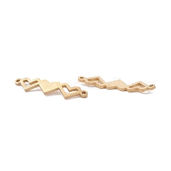 304ステンレススチールリンクコネクター  レーザー切断  3つの接続されたハート  ゴールドカラー  7x28.5x1mm  穴：1mm&nbsp;LS-STAS-O128-27G