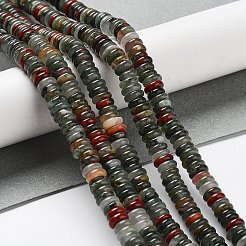天然のアフリカブラッドストーンビーズ連売り  ロンデル  6~6.5x2~2.5mm  穴：1.2mm  約156~158個/連  15.12~15.20インチ（38.4~38.6cm）&nbsp;G-G084-A05-01