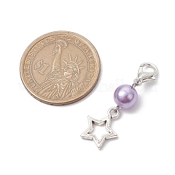 10色の星合金ペンダント装飾10個  バッグの飾りに使えるアクリルパールビーズとカニカンの留め具チャーム  ミックスカラー  37.5mm  1pc /カラー&nbsp;HJEW-JM02649