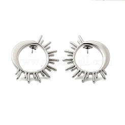304ステンレススチールスタッドピアス  太陽  ステンレス鋼色  34.5x30.5mm&nbsp;EJEW-B140-01P