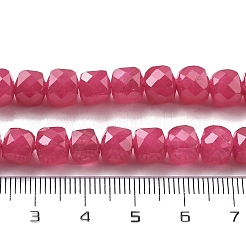 天然石クォーツビーズ連売り  染め  多面カット  キューブ  サクランボ色  6.5~7x6.5~7x6.5~7mm  穴：1mm  約61~62個/連  15.47~15.67インチ（39.3~39.8cm）&nbsp;G-C179-B13-01