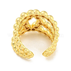 Rack Plating Brass Hollow Oval Open Cuff Rings&nbsp;RJEW-Q784-12G