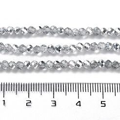 半分メッキ多面カットロンデルガラスビーズ連売り  銀  3.5x2.5mm  穴：1mm  約105~110個/連  29~31cm&nbsp;EGLA-S095-3mm-03