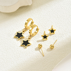3 Pairs Stainless Steel Shell Dangle Earring & Stud Earring Sets&nbsp;DA7040