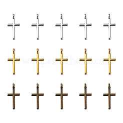 合金のチベット風チャーム  クロス  ミックスカラー  17x8x1.5~2mm  穴：1.5~2mm  3色  50個/カラー  150個/箱&nbsp;PALLOY-BT0002-05
