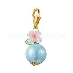 丸い花のアクリルと樹脂のペンダント装飾  合金製カニカン付き  ミックスカラー  44mm  5個/セット&nbsp;HJEW-MZ00323