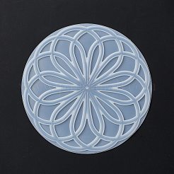 Diyカップマットシリコンモールド  レジン型  UVレジン＆エポキシレジンのクラフト作り用  フラットラウンド  花柄  205x5.5mm&nbsp;LS-DIY-G067-01B-01