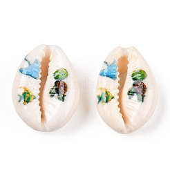 Printed Cowrie Shell Beads&nbsp;SSHEL-ZX006-05B