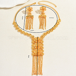 Vintage Alloy Flower Tassel Necklace & Earrings Sets for Women&nbsp;VN0616