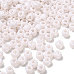 不透明なアクリルビーズ  ロンデル  ホワイト  8x7x6mm  穴：2mm&nbsp;OACR-P032-10B-01
