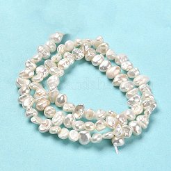 天然ケシパールビーズ連売り  養殖淡水パール  バロック真珠  ナゲット  リネン  4~5x4~5x2.5~3.5mm  穴：0.7mm  約88~95個/連  13.58''~14.17''（34.5~36センチメートル）&nbsp;PEAR-J007-12