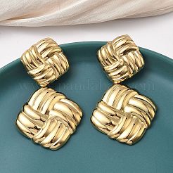 304 Stainless Steel Woven Rhombus Dangle Stud Earrings&nbsp;EJEW-K268-64G
