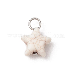 クラックル不透明アクリルパーツ  スターのチャーム  プラチナ  14.5x11.5x7mm  穴：3.5mm&nbsp;PALLOY-JF03924-01