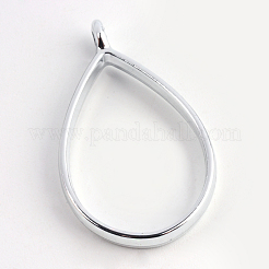 Rack Plating Alloy Teardrop Open Back Bezel Pendants&nbsp;PALLOY-S047-29D-FF