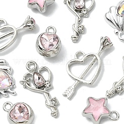 ラインストーン ペンダント付き合金  鉛フリー＆カドミウムフリー  混合図形  プラチナ  12~22x9~26x1.5~8mm  穴：1.6~2mm  2個/スタイル&nbsp;FIND-YW0006-41