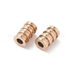 イオンプレーティング（IP）304ステンレス鋼チューブビーズ  溝付き  コラム  ローズゴールド  9x6mm  穴：3mm&nbsp;STAS-WH0055-03RG