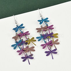 430 Stainless Steel Dragonfly Dangle Earrings&nbsp;EJEW-A137-04P-01