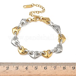 304ステンレススチール製ハートリンクブレスレット（女性用）  ゴールデン·ステンレス鋼色  6-7/8インチ（17.4cm）&nbsp;BJEW-B158-06GP