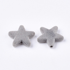 フロッキーアクリルビーズ  スター  ライトグレー  20.5x22x5mm  穴：1.5mm&nbsp;X-FIND-T046-38-02