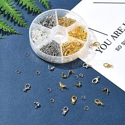 DIY Zinc Alloy Lobster Claw Clasps & 304 Stainless Steel Open Jump Rings & Brass Bead Tips Making Findings Kits&nbsp;DIY-FS0006-92