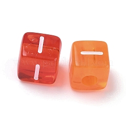 スプレー塗装透明アクリルビーズ  文字付きのキューブ  ミックスカラー  文字I  9.5x9.5x10mm  穴：3.8mm  約570個/500g&nbsp;MACR-K365-07I