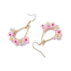 2Pairs Resin & Glass Seed Beads Teardrop Dangle Earrings&nbsp;EJEW-MZ00401