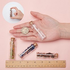 ガラス希望ボトル  ペンダント装飾用  ジェムストーンチップビーズとコルク栓付き  73x19.5mm  4個/セット&nbsp;DJEW-GF0001-05A