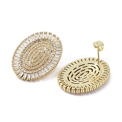Rack Plating Brass Micro Pave Cubic Zirconia Stud Earring&nbsp;EJEW-C081-40G