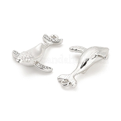 ラインストーン付きラックメッキ合金ペンダント  クジラ  プラチナ  28x19.5x7mm  穴：1.8mm&nbsp;PALLOY-Q005-06P