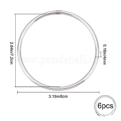 304ステンレススチール丸カン6個  はんだ付け丸カン  クローズド丸カン  リング  ステンレス鋼色  6ゲージ  80x4mm  内径：72mm&nbsp;STAS-GF0001-14