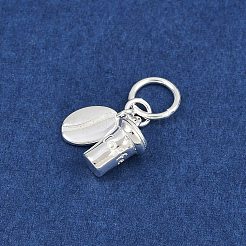 スターリングシルバーのコーヒー豆とコーヒーカップのチャーム925個  丸カン付き  銀  8.5x4.5x1.5mm  穴：4.5mm&nbsp;STER-K183-02S