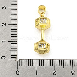 Barbell Rack Plating Brass Micro Pave Clear Cubic Zirconia Pendants&nbsp;KK-Z053-08G