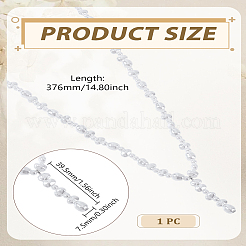 プラスチック製模造真珠ナゲットペンダントネックレス1個  プラチナ  フローラルホワイト  14.80インチ（37.6cm）&nbsp;NJEW-LP0007-26
