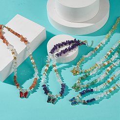 ガラス バタフライ ペンダント ネックレス  女性のための天然宝石チップ & シェル パール ビーズ ネックレス  17.32インチ（44cm）&nbsp;NJEW-JN04122