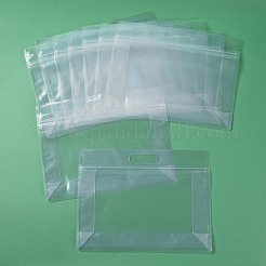 透明なプラスチック製ジッパー付き袋  プラスチック製のスタンドアップポーチ  再封可能なバッグ  ハンドル付き  透明  23x30x0.08cm&nbsp;X-OPP-L003-02D