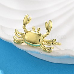女性用真鍮カフリング  ラックめっき  長持ちメッキ  カドミウムフリー＆鉛フリー  18KGP本金メッキ  カニ  内径: 調節可能  カニ：23.5x16mm&nbsp;RJEW-C123-08C-G