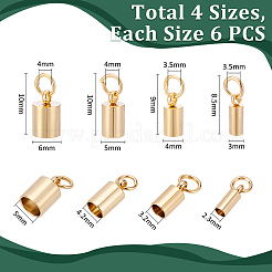 304ステンレススチールコードエンド  エンドキャップ  コラム  ゴールドカラー  8.5~10x3~6mm  穴：3.5~4mm  内径：2.3~5mm  24個/箱&nbsp;STAS-UN0009-49G