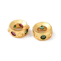 Brass Micro Pave Cubic Zirconia European Beads&nbsp;KK-A254-29G