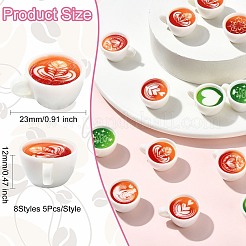 40個 8スタイル 不透明樹脂コーヒーカップディスプレイ装飾  ドールハウス用家具  混合図形  12x23mm  5個/スタイル&nbsp;CRES-CJ0001-83