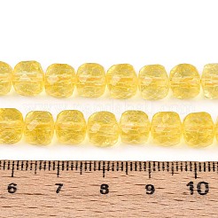 K9ガラスビーズ連売り  天然石風  キューブ  多面カット  ゴールド  7~7.5x7~7.5x7~7.5mm  穴：1~1.2mm  約54~56個/連  14.57~15.16インチ（37~38.5cm）&nbsp;GLAA-N014-8x8mm-02