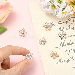 6 個 2 スタイル透明ガラスペンダント  真鍮パーツ  多面カット  花  透明  16x13.5~14.5x3~6mm  穴：1~1.2mm  3個/スタイル&nbsp;GLAA-YW0005-29