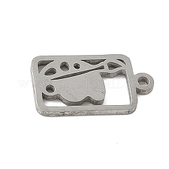 304ステンレススチールチャーム  パレット付きの長方形  ステンレス鋼色  13x7.5x1mm  穴：1.2mm&nbsp;STAS-G355-07P