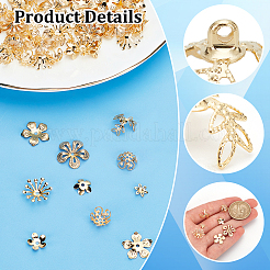 70 個 7 スタイル真鍮ビーズキャップ  5  - 花びらの花  24KGP本金メッキ  7~15.5x2~16x2.5~3.5mm  穴：1~1.5mm  10個/スタイル&nbsp;FIND-AR0005-36
