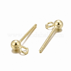925スターリングシルバースタンドピアスパーツ  スタンプ925個付きイヤリングポスト  18KGP本金メッキ  14mm  ヘッド：5x2.5mm  穴：1mm  ピン：0.7mm&nbsp;STER-K167-042A-G