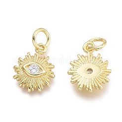 Brass Micro Pave Cubic Zirconia Pendants&nbsp;KK-P187-16B-G