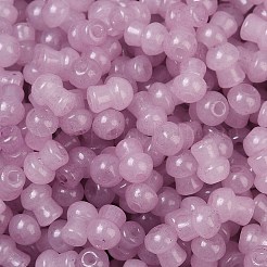透明な色のガラスシードビーズ  キノコ  プラム  5.5x4.5mm  穴：1mm  4150個/ポンド&nbsp;SEED-R001-01T