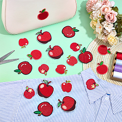 20個 5スタイル アップル ポリエステル 刺繍糸 アイロン接着/縫い付けパッチ  布のアップリケ  レッド  41~60x36~54x1.3~1.5mm  4個/スタイル&nbsp;PATC-PH0001-58