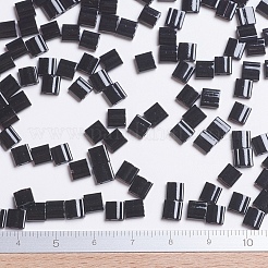 MIYUKIティラビーズ  日本製シードビーズ  2穴  （tl401)黒  5x5x1.9mm  穴：0.8mm  約1180個/100g&nbsp;SEED-J020-TL401
