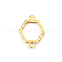 中空フレーム合金リンクコネクター  カドミウムフリー＆鉛フリー  六角  ライトゴールド  21x16x1.5mm  穴：2mm&nbsp;FIND-WH0090-78KCG