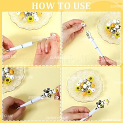蜂をテーマにしたDIYビーズペンセット  ABS樹脂製ボールペンを含む  ウッドビーズ  合金ペンダント＆カニカン  304ステンレススチール丸カン  真鍮製ラインストーンスペーサービーズ  ミックスカラー  ペン：148x12mm&nbsp;DIY-SC0024-91